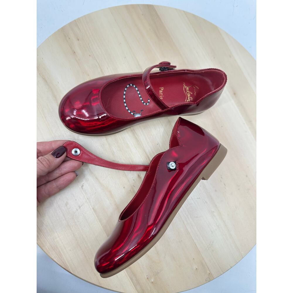 Christian Louboutin Melodie Girls Ballerina Flats Shoes 30 - 13 Red Holidays - Picture 4 of 10